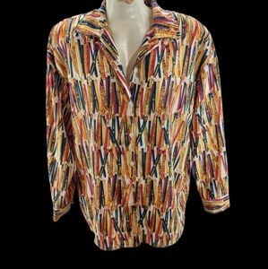 Vintage Jones New York Pens Pencils Shirt blouse tunic teacher professor school